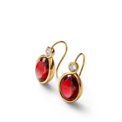Boucles D’oreilles Croisé Vermeil Baccarat -Magasin De Verrerie À Domicile Boucles oreilles cristal rouge croise Baccarat