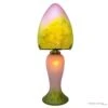 Lampe Champignon Pâte De Verre Verte Rose -Magasin De Verrerie À Domicile Lampe pate verre champignon 1