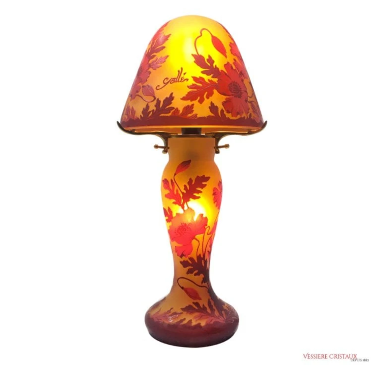 Lampe Pâte De Verre Tip Gallé Décor Floral 3 Lampe Pâte De Verre Tip Gallé Décor Floral