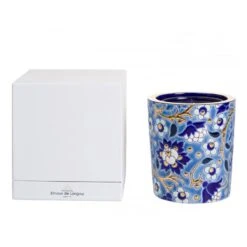 Pot à Bougie Bleu Héritage Émaux De Longwy -Magasin De Verrerie À Domicile Pot a bougie bleu heritage