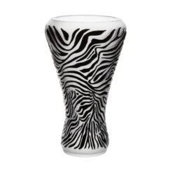 Vase Zèbre Incolore émaillé Noir 28 Ex Lalique