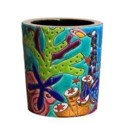 Pot à Bougie Aqua Tropicale Émaux De Longwy -Magasin De Verrerie À Domicile aqua tropicale pot bougie emaux de longwy