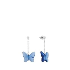 Boucles D’oreilles Papillon Lalique -Magasin De Verrerie À Domicile boucles oreilles bleu papillon lalique