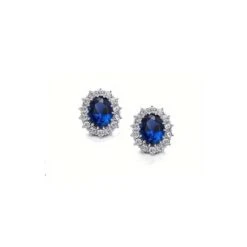 Boucles D’oreilles Médaillon Royal Cristal Bleu Saphir