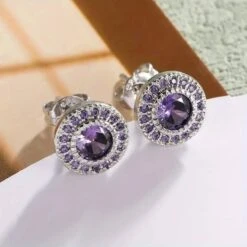 Boucles D’oreilles Empire Cristal -Magasin De Verrerie À Domicile boucles oreilles cristal violet empire