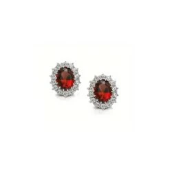 Boucles D’oreilles Médaillon Royal Cristal Rouge Rubis