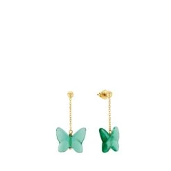 Boucles D’oreilles Papillon Lalique -Magasin De Verrerie À Domicile boucles oreilles vert papillon lalique