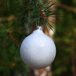 Boule De Noël En Verre Blanc Glacée N°2