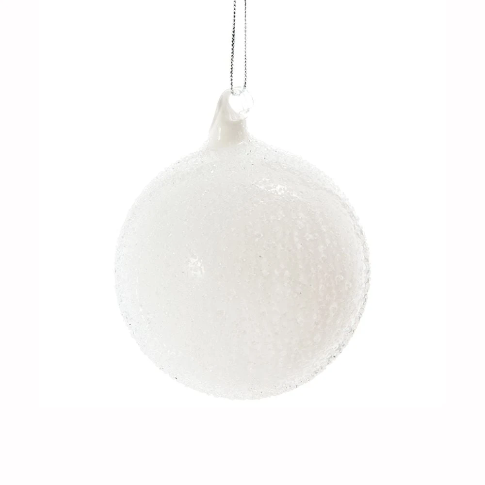 Boule De Noël En Verre Blanc Glacée N°2 4 Boule De Noël En Verre Blanc Glacée N°2 – Image 2