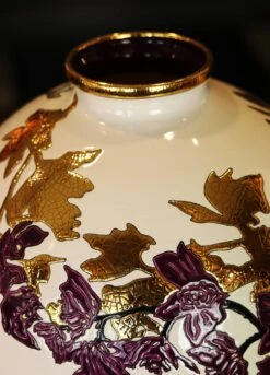 Boule Coloniale à L’ombre Des Fleurs Émaux De Longwy -Magasin De Verrerie À Domicile boule vase emaux de longwy a lombre des fleurs