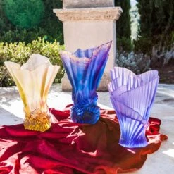 Vase Grand Modèle Drapé Rose-vert Croisière Daum