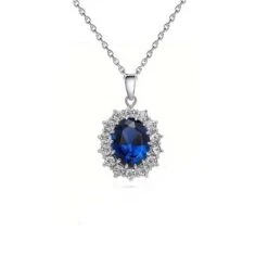 Collier Médaillon Royal Cristal Bleu Saphir
