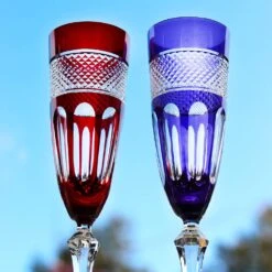 6 Flûtes Cristal Couleur Mireille -Magasin De Verrerie À Domicile flute champagne cristal couleur