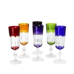 6 Flûtes Cristal Couleur Nicole