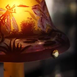 Lampe Pâte De Verre Tip Gallé Décor Libellule