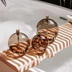 Lampe à Huile Sphère Verre Couleur Champagne -Magasin De Verrerie À Domicile lampe huile champagne verre ronde