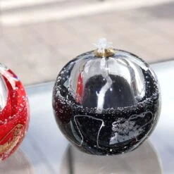 Lampe à Huile Cristal Noir Et Argent + Paraffine X1 -Magasin De Verrerie À Domicile lampe huile verre noir