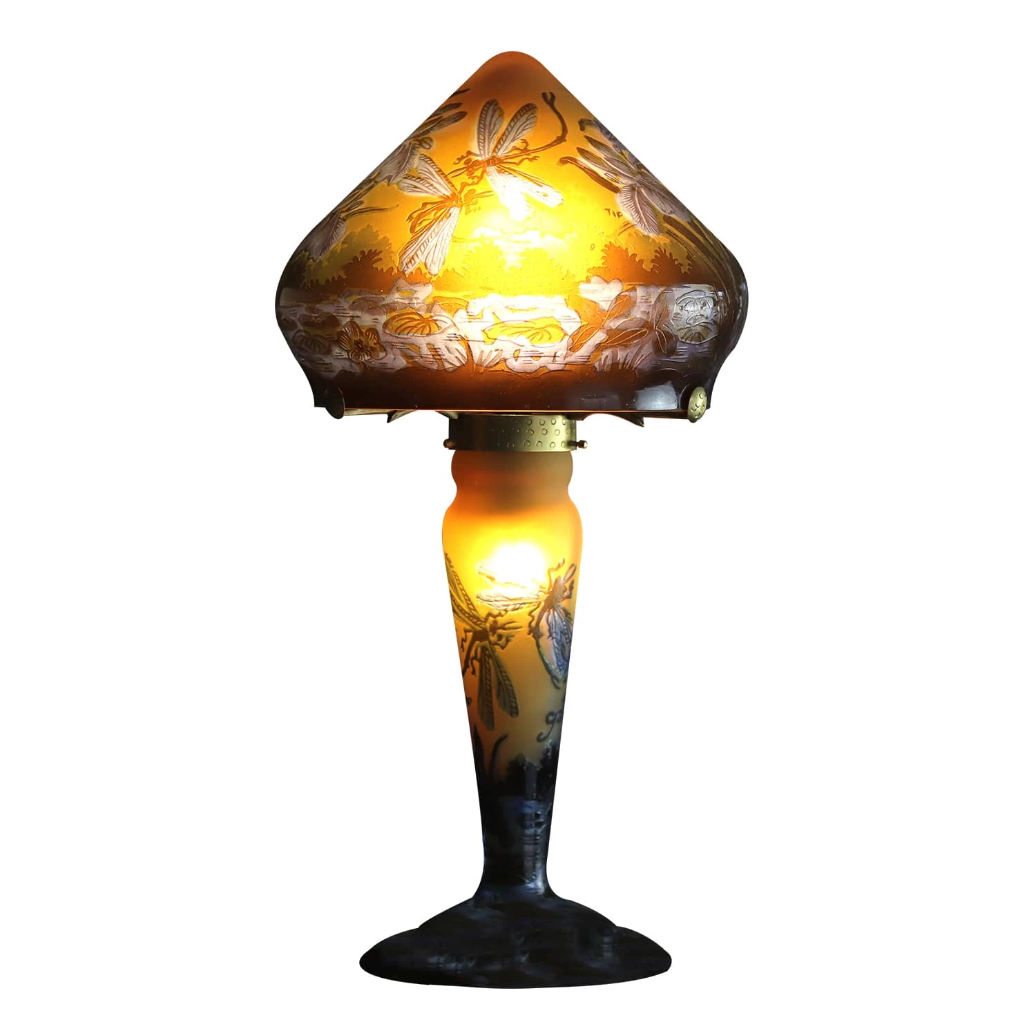 Lampe Pâte De Verre Tip Gallé Décor Libellules 3 Lampe Pâte De Verre Tip Gallé Décor Libellules