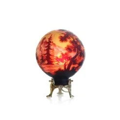 Lampe Pâte De Verre Ronde Tip Gallé -Magasin De Verrerie À Domicile lampe ronde tip galle 2