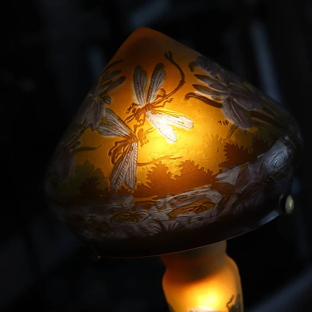 Lampe Pâte De Verre Tip Gallé Décor Libellules 4 Lampe Pâte De Verre Tip Gallé Décor Libellules – Image 2