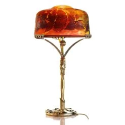 Lampe Pâte De Verre Tip Gallé Et Bronze