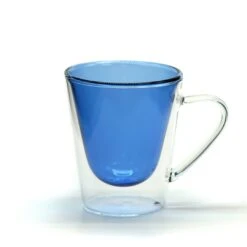 Set 2 Mugs En Cristal Double Paroi -Magasin De Verrerie À Domicile mug cristal bleu clair