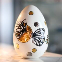 Œuf T2 Mrs Butterfly Émaux De Longwy -Magasin De Verrerie À Domicile sculpture oeuf emaux de longwy