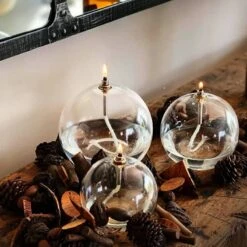 Set 3 Lampes à Huile Sphère (pm – Mm – Gm) + Paraffine X2 -Magasin De Verrerie À Domicile set lampe huile en verre vessiere cristaux 2
