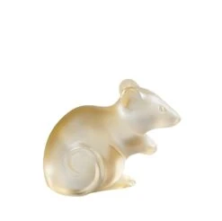 Souris Grand Modèle Lalique -Magasin De Verrerie À Domicile souris cristal lustre or lalique