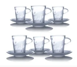 6 Mugs Café Cristal Sans Sous Tasse