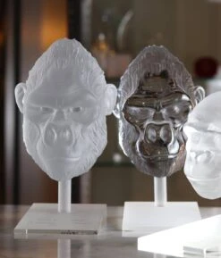 Tête De Gorille Poli Pâte De Cristal Par Loïc Ortega -Magasin De Verrerie À Domicile tete animaux pate de verre